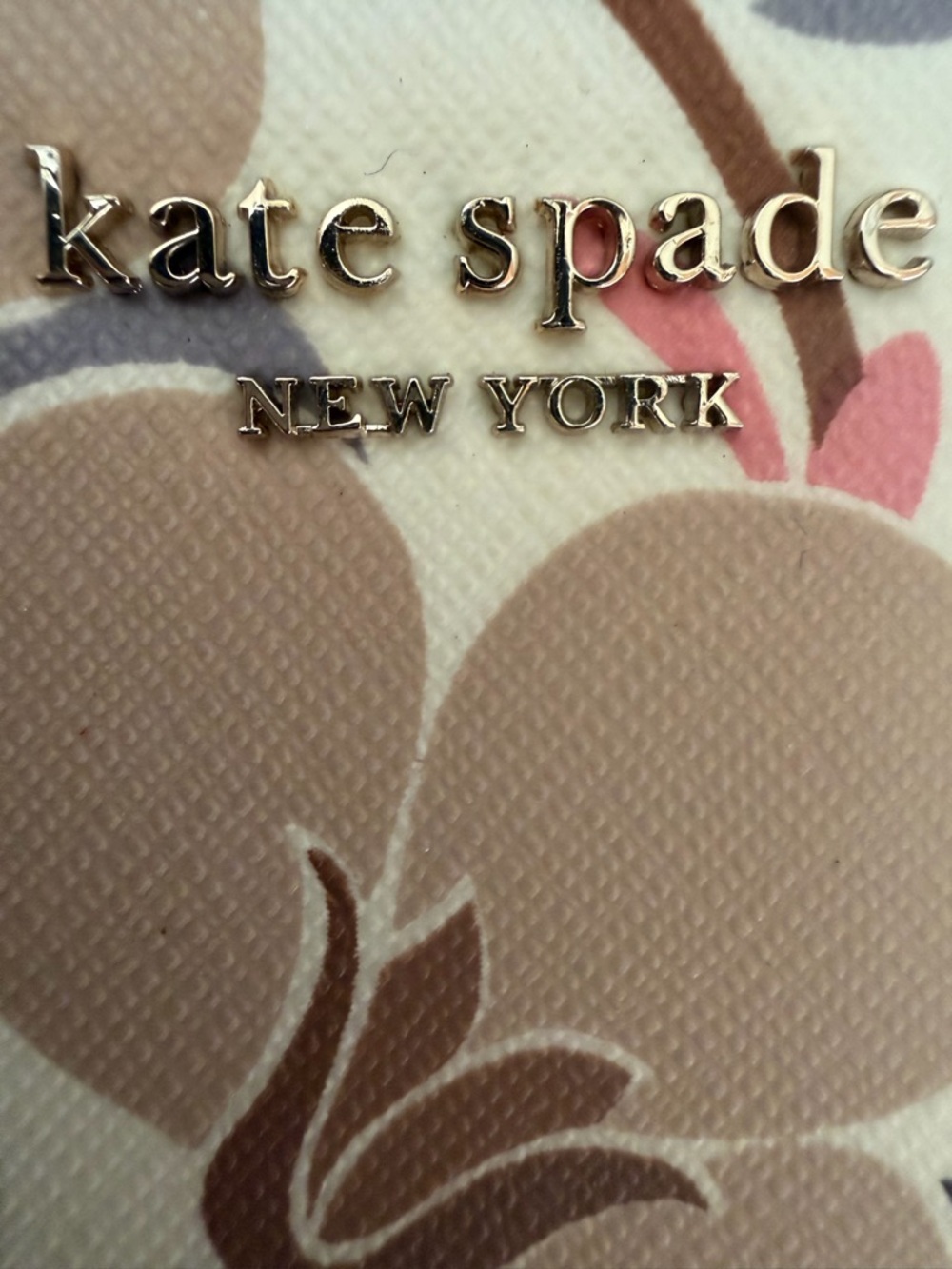Kate Spade Beige Multi Floral Breezy Zip Card Case with Gold Keyring - Picture 4 of 5